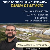 Convite: Defesa de Estágio - Pedro Antonio Bezerra Santos - Portobello S.A. 05/12/24 ás 15:00 horas na Sala de Reuniões do CTEC
